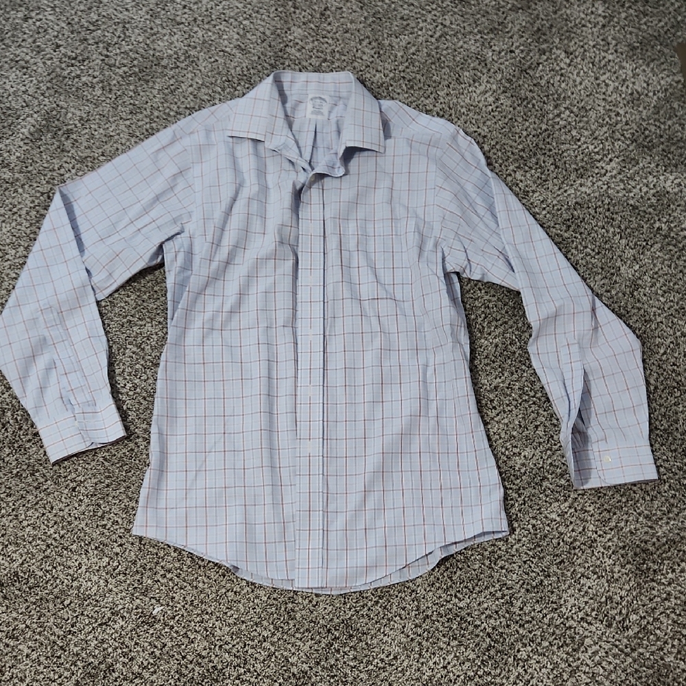 Brooks Brothers Light Blue and Red Plaid Dress Shirt